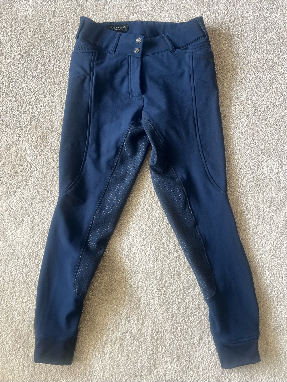 Ariat Pro Series Prelude Navy Silicone Full-Seat Riding Breeches Size 22R